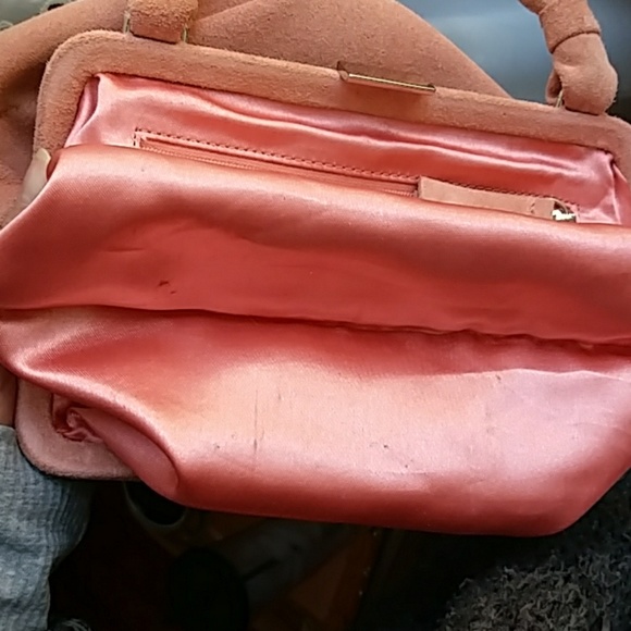 Pink leather clutch Purse With handle - Picture 7 of 14